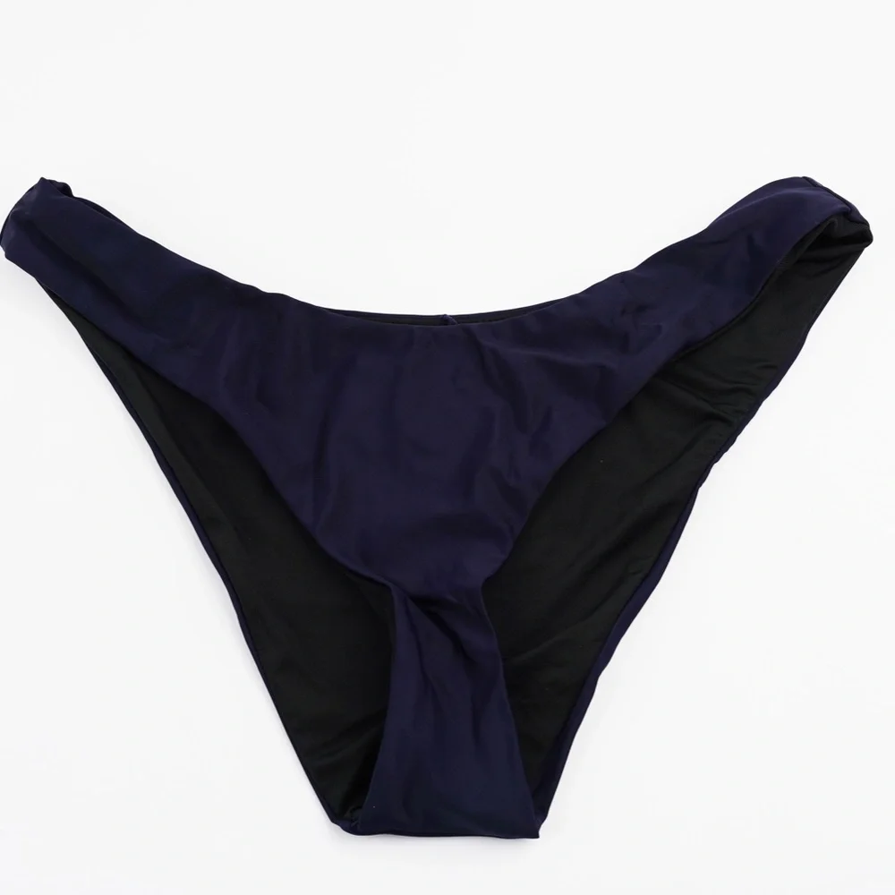 New JCREW Curved-Waist Cheeky Bikini Bottom in Navy